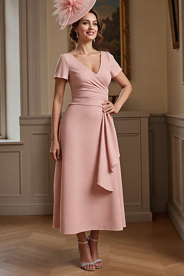 Dusty Sage Ruched A Line Midi Mother Of The Bride Dress